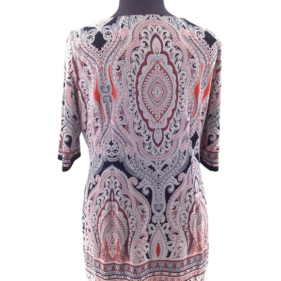 Isabel & Nina Black Burnt Orange and White Paisley Textured Shift Dress - Picture 7 of 12